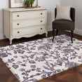 thumbnail image 4 of Farmhouse Purple Large Area Rugs for Bedroom Living Room, Soft Non Slip Carpet Bedside Rug, Vintage Flower Leaf Botanical Plant Rectangular Floor Cover Kitchen Accent Rug 2.7'x5' for Office, 4 of 9