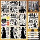 thumbnail image 2 of 91 PCS Halloween Window Clings Decorations Witches Character Window Stickers Decals Black Witches Bat Spider Cat Pumpkin 9 Sheets, 2 of 4