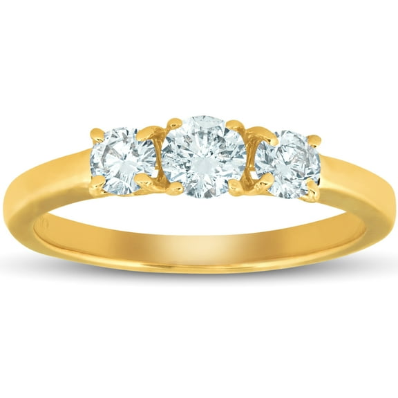 Pompeii 5/8ct 3-Stone Diamond Engagement Ring 14k Yellow Gold (H/I,I1-I2)
