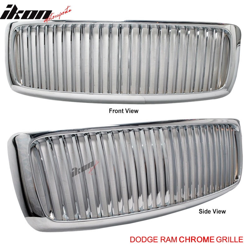 For 2006-2008 Ram 1500/2500/3500{VERTICAL-BAR}Glossy Chrome Bumper Grille Grill