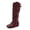 Wine, variant on Rokment Womens Slouchy Wide Calf Knee High Boots with No Heel Fashion Casual Leather Buckles Winter Spring Long Tall Dress Boots Black Size 6