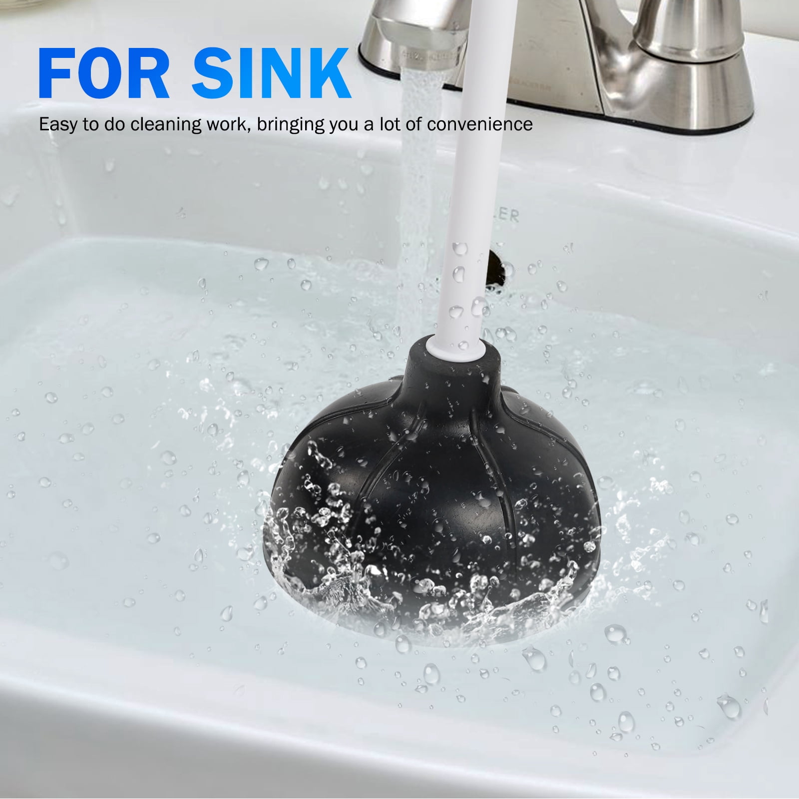 Koomade Toilet Plunger with Ergonomic Plastic Handle Pump Declogger Sink
