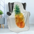 thumbnail image 4 of Green and Orange Soft Flannel Fleece Blanket, Geometric Polygonal Fruit Angular Triangles Abstract Art Design, Cozy Plush for Indoor and Outdoor Use, 50" x 60", Fern Green and Orange, by Ambesonne, 4 of 5