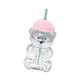 thumbnail image 4 of Vaso de cristal con forma de oso de 560 ml, transparente, multifuncional, adorable, para café, té o leche, con tapa. Rosa, 4 of 9