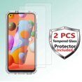 thumbnail image 3 of Galaxy A11 4G Case Clear, (2 Pack) Temerped Glass Screen Protector for Galaxy A11 6.4", Crystal Clear Shock Absorption Technology Bumper Soft TPU Cover Case -Purple, 3 of 8