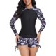 thumbnail image 4 of Trajes de baño para mujer traje de baño traje de baño dividido para mujer conjunto de traje de baño de dos piezas para mujer traje de surf de manga larga traje de buceo bikini negro 2XL, 4 of 9
