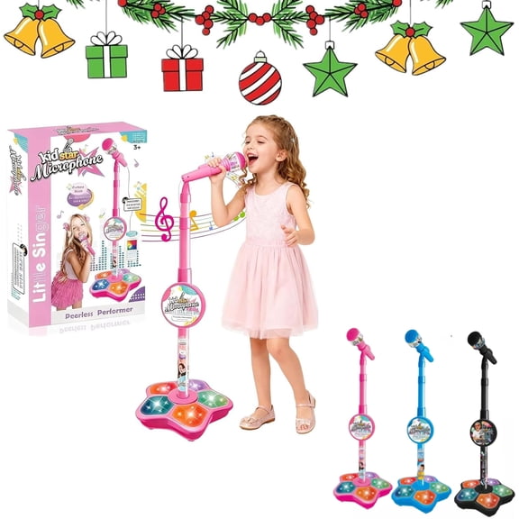 2026 New The All in One Microphone Toy,Kids Microphone with Stand Adjustable, Kid Star Microphones Toy Karaoke Machine with Lights, Christmas Birthday Gift (Pink)