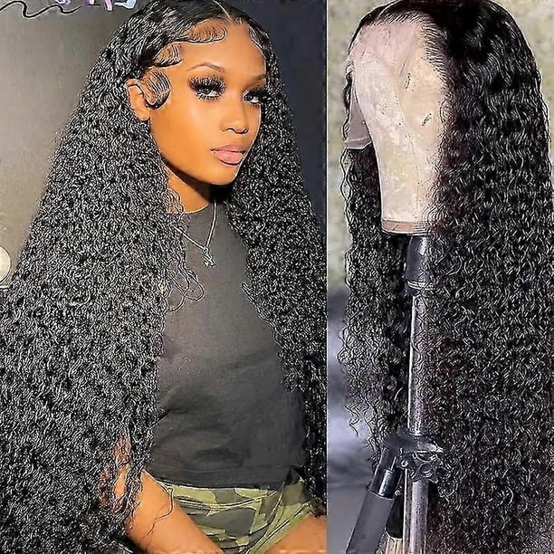 Deep Wave Lace Front Wigs Human Hair Density 180 13x4 HD Transparent Frontal for Women