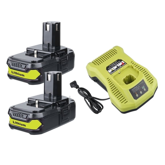 2Pack P102 3.6Ah Replacement Battery 18V Lithium &  P117 Charger , Ryobi Lithium 18V P108 P104 Tools and Charger with 260051002 P118