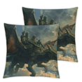thumbnail image 2 of Jiayy Dragon Throw Pillow Cover Set of 2 Funny Novelty Funky Green Soft with Zipper Square Decorative Couch Bed Living Rooms Patio Indoor Pattern Pillow Cases, 2 of 6