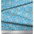 thumbnail image 2 of Soimoi Satin Silk Fabric Tree,Crab & Fish Ocean Print Fabric by The Yard 42 Inch Wide, 2 of 3