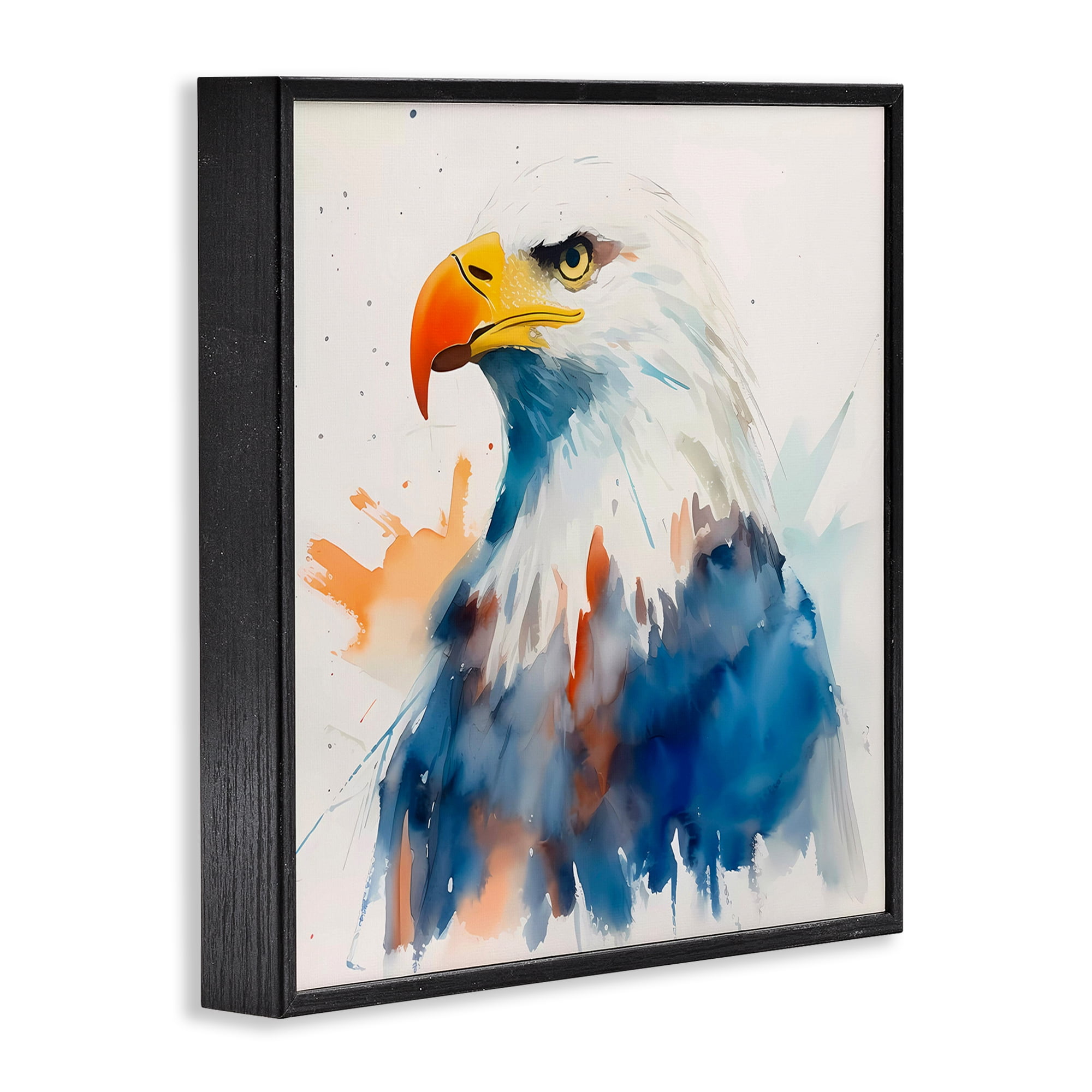 Stupell Industries Eagle with Strong Gaze Animals & Insects Painting Black Framed Art Print Wall Art, 12 x 12