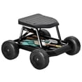 thumbnail image 1 of Outsunny Siège de Jardin avec Roues, Tabouret de Jardin Roulant, Noir, 1 of 10
