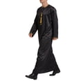 thumbnail image 1 of RXMEKW Long Sleeve Thobe for Men with Neck Zipper and Pocket, Arabic Style Casual Robe in Solid Color, 1 of 6