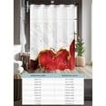 thumbnail image 6 of No Hook Cloth Fabric Shower Curtain with Snap in Liner, Red Gold Marble Waterproof Shower Curtains Set with See Through Top Window, Modern Abstract Marble Crack Texture Bath Curtains Shower 66"x72", 6 of 6