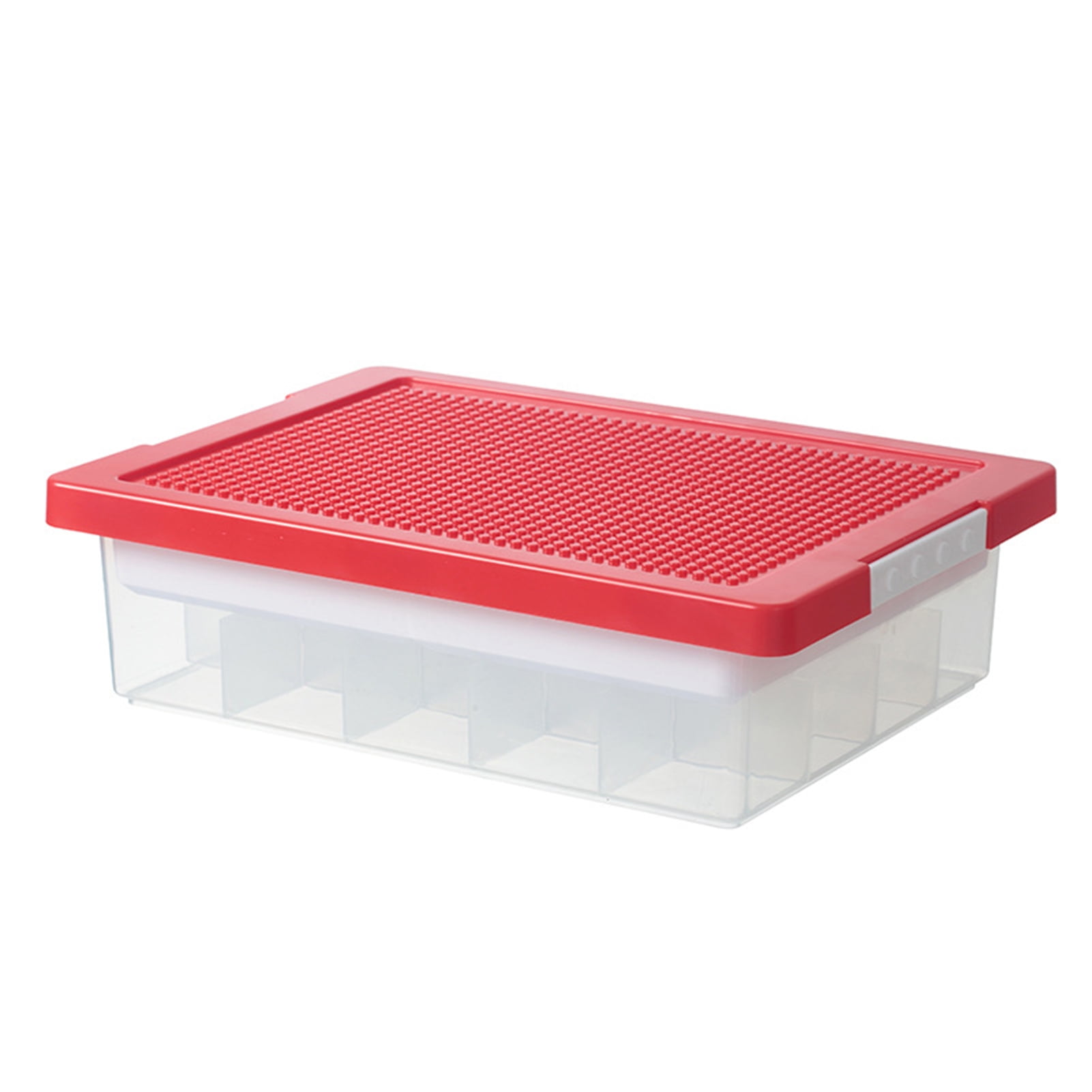 SUSUchens Building Block Storage Box with Removable Cover Multi Compartments Large Capacity Transparent Art Craft Storage Organizer Stackable Bins for Lego Red