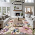 thumbnail image 3 of Vintage Flowers Area Rugs 8'x10', Washable Small Throw Rugs for Living Room Patio, Spring Watercolor Floral Dragonflies Beige Indoor Outdoor Rug Non-Slip Low Pile Carpet Runner Reversible Floor Mats, 3 of 8