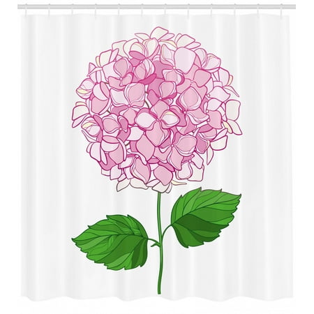 Hydrangea Shower Curtain Hand Drawn Pinkish Floral Petals With