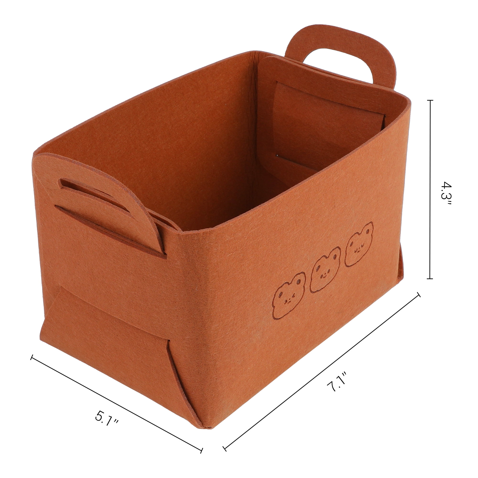 Unique Bargains 3 Pack Storage Cube with Handles Brown 7.1*5.1*4.3in