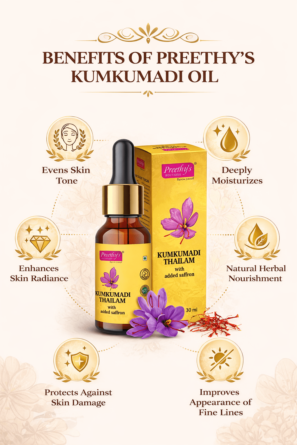 Preethy's Boutique Kumkumadi Facial Oil – Traditional Ayurvedic