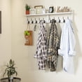 thumbnail image 4 of 34.2" L Wooden Wall Coat Hooks with Shelf - Versatile and Decorative Wall-Mounted Storage - 10 Hooks for Hanging Coats, Hats, Keys, Bags, Scarves - Ideal for Entryways, Bedrooms, Closets(White), 4 of 13