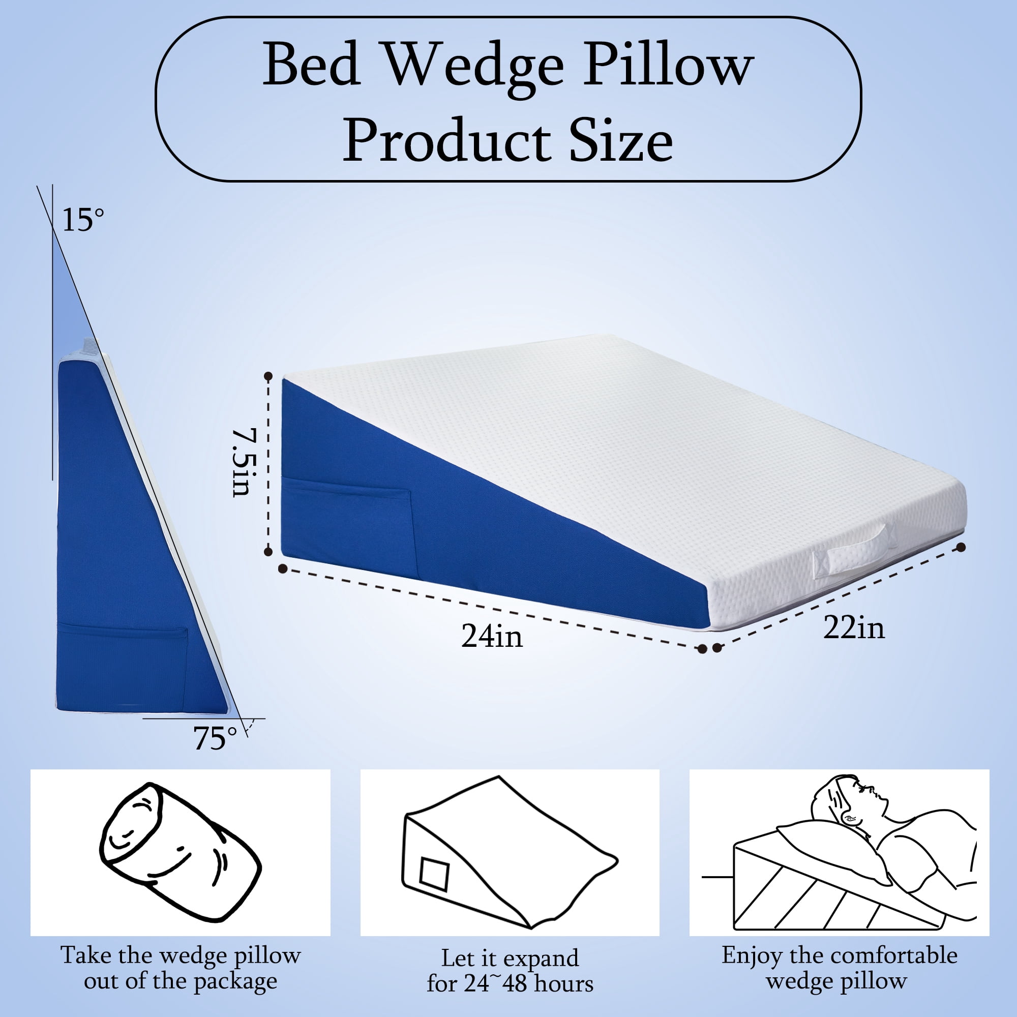 Jakoola Wedge Pillow for Sleeping and Back Support,Leg Elevation Pillow for Relief and After Surgery, White