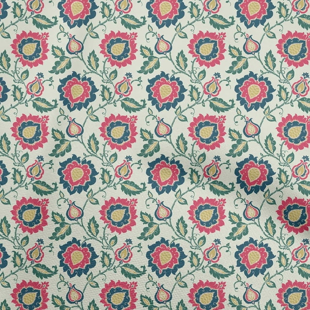 oneOone Rayon White Fabric Asian Suzani Craft Projects Decor Fabric Printed By The Yard 56 Inch Wide