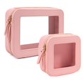 thumbnail image 1 of Set de bolsas de maquillaje FFpaw Clear Small & Large para mujer, color rosa, 1 of 8