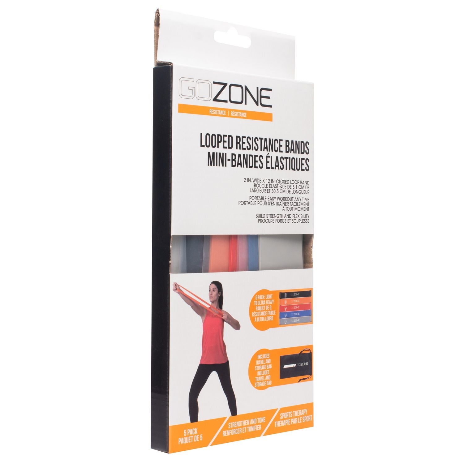GoZone 5-Pack Looped Resistance Bands – Multi-Colour, With carry bag