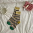 thumbnail image 4 of GDREDA Chaussettes / Chaussettes Mi-Mollet à Rayures Colorées pour Couple Style Mode Gris, Taille Unique, 4 of 6