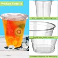 thumbnail image 3 of 50 Set 12 oz Disposable Plastic Cups with Flat Lids, Clear Cold Drink Plastic Cups, Fruit Cups, Clear Plastic Cups for Iced Coffee, Soda, Smoothies and Shakes, 3 of 5