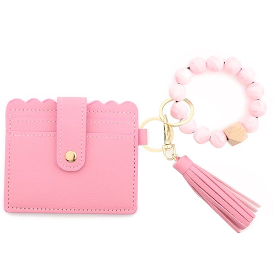 ELORIAH Keychain Wallet Tassel - Decorated Accessory Key Chain Wallet Silicone Bead Bracelet Wallet Keychain Women Pink