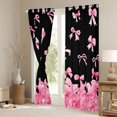 thumbnail image 3 of Feelyou Kawaii Bow-tie Black Out Curtains, Black Pink Curtains Pack of 2 (42x63 Each), 3 of 6