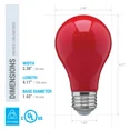 thumbnail image 3 of 2 Pack Ceramic Red Led Bulb A19 Medium E26 8W 60 Watt Equivalent Damp Location, 3 of 4