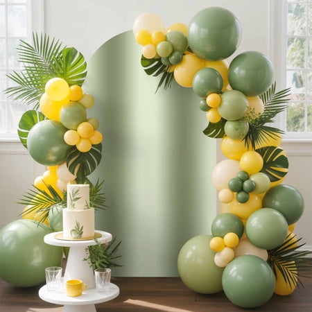 Sage Green Gradient Arch Backdrop Cover 5FT Abstract Texture Modern Simple Spandex Arch Covers Double-Sided Backdrop for Wedding Birthday Party Photo Background Decoration