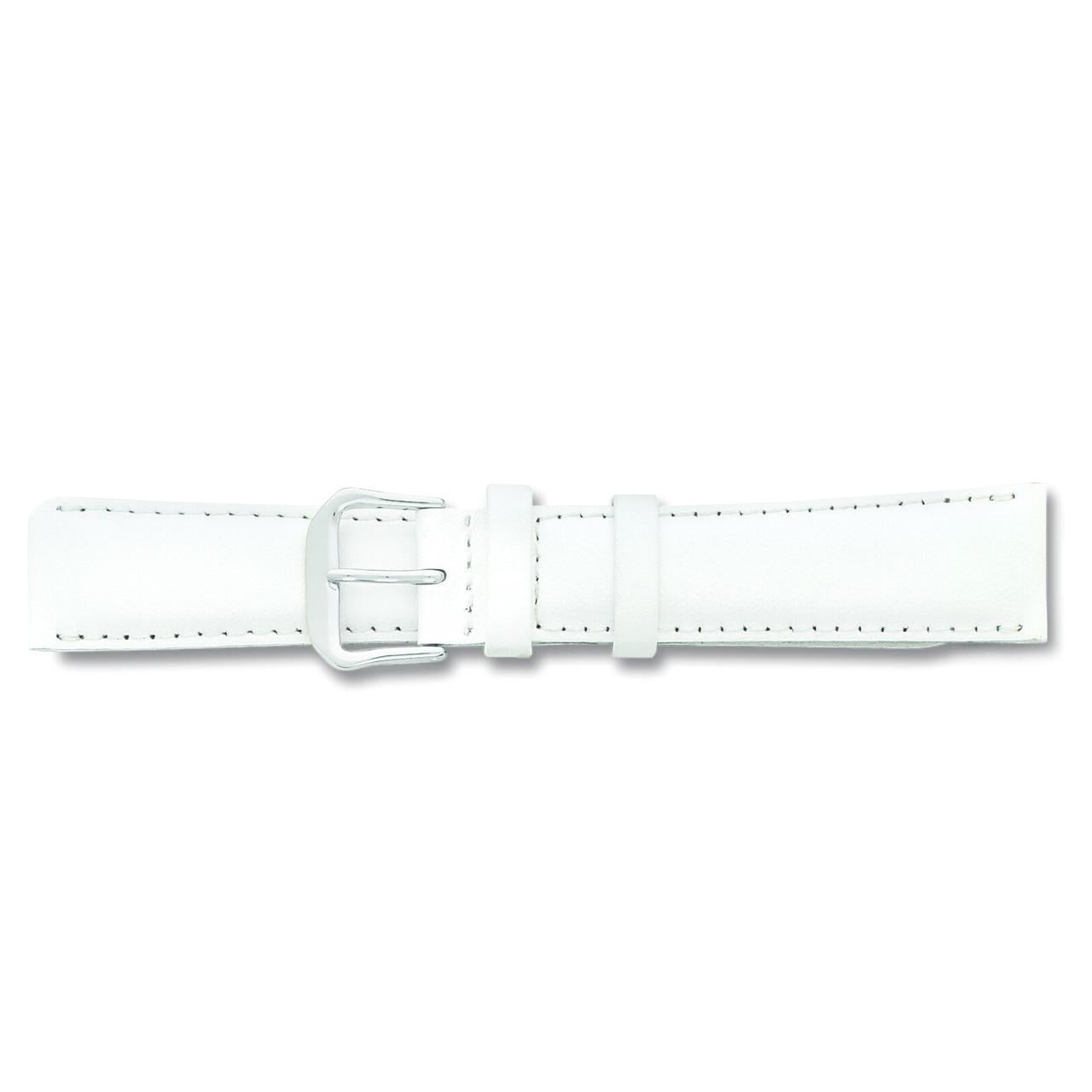 De Beer White Leather Watch Band 12Mm Silver Color