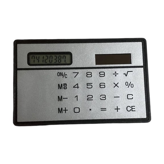 Solar Power Credit Card Sized Calculator Thin ABS Plastic Construction 8 Digit Display Perfect For Travel Office