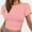 Pink4, variant on Babysbule Women Casual Short Sleeve Round Neck T-Shirt Fashion Solid Slim Fit Cropped Blouse Tee for Daily Wear Home Outfits