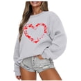 thumbnail image 1 of Gibobby Sudadera con forro polar Mujer Sudadera del día de San Valentín Camisas de corazón de amor para mujer de San Valentín Tops de manga larga (5)(Gris, XXL), 1 of 5
