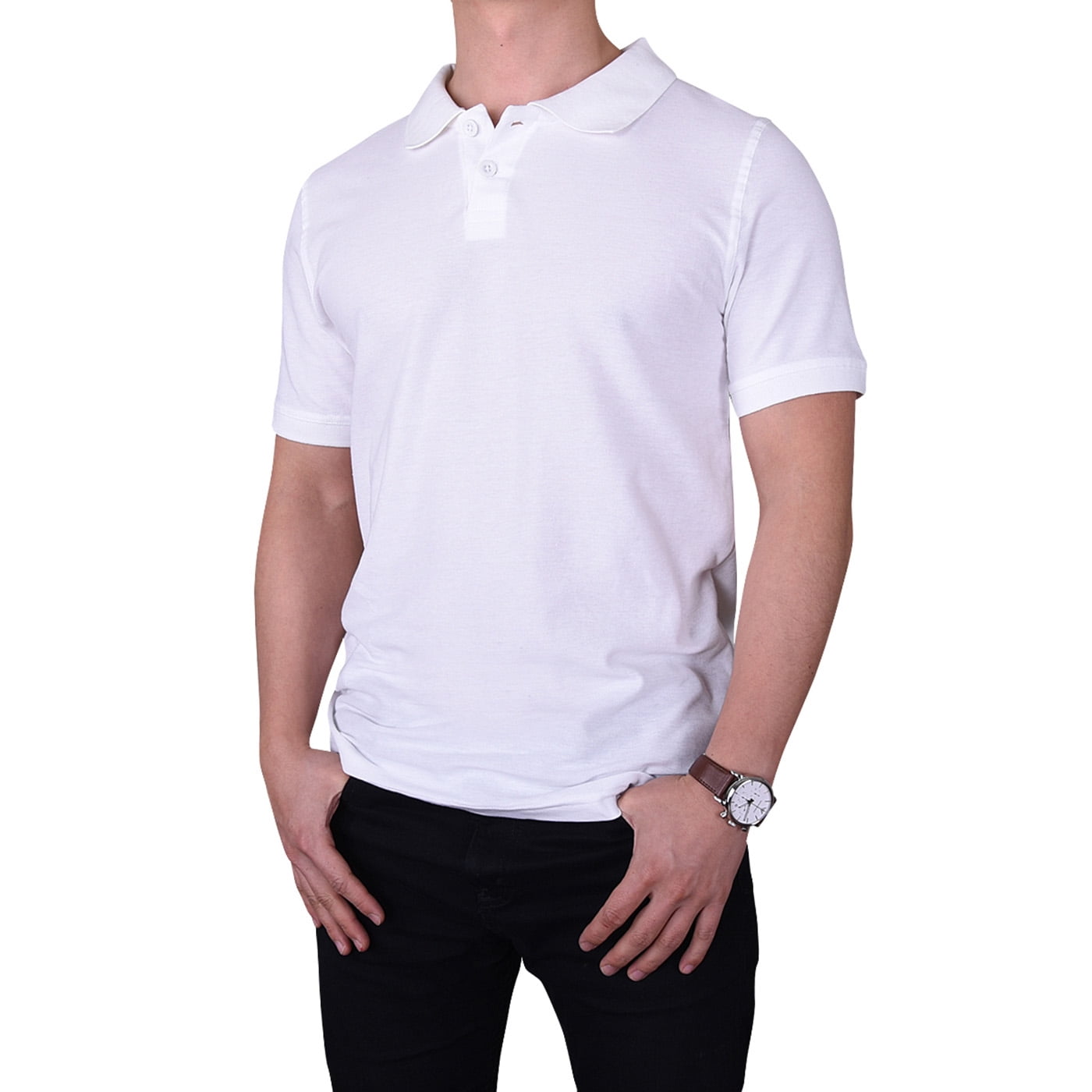 Men's Slim Fit Performance Comfortable Short Sleeve Solid Soft Modern ...