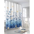 thumbnail image 3 of Fsddascl Blue Ombre Eucalyptus Shower Curtain Set - 48" x 72" Washable Bathtub Curtain with 12 Hooks, Elegant Yellow Floral Botanical Waterproof Fabric Stall Shower Curtains for Bathroom/Bathtub, 3 of 6