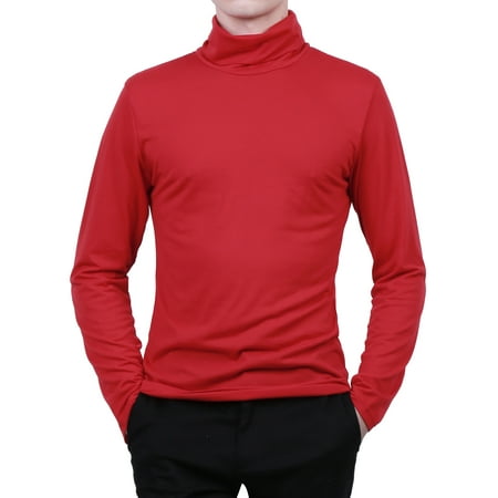 Men's Long Sleeve Turtle Neck Slipover Slim Fit Soft Shirt (Best Slim Fit Suits For Cheap)