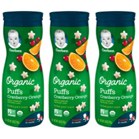 (3 Pack) Gerber Organic Puffs, Cranberry Orange, 1.48 oz. (3 pack)