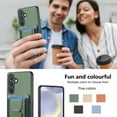 thumbnail image 5 of Compatible with Samsung Galaxy A26 5G, Carbon Fiber Back + TPU Frame, 135 Degree Free Folding Kickstand, Card Slots Back Case, Slim Anti-drop Cover for Samsung Galaxy A26 5G, Green, 5 of 10