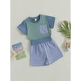 thumbnail image 3 of Bagilaanoe 2pcs Toddler Baby Boy Short Pants Set Contrast Color Short Sleeve Print T-Shirt Tops + Shorts 6M 12M 18M 24M 3T 4T Kids Casual Summer Outfits, 3 of 8