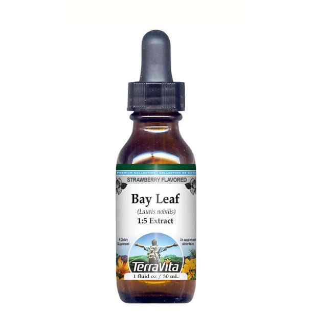 TerraVita Bay Leaf Glycerite Liquid Extract (15) Strawberry Flavored, (Strawberry, 1 fl oz