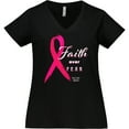 thumbnail image 3 of Inktastic Faith Over Fear Breast Cancer Awareness with Pink Ribbon Women's Plus Size V-Neck T-Shirt, 3 of 5