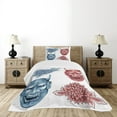 thumbnail image 4 of Ambesonne Kabuki Quilted Bedspread Set 2 Pcs, Colored Japan s, Twin Size, Blue Red White, 4 of 5