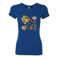 thumbnail image 2 of Wild Bobby Worship While You Wait Sunflower Pink and Yellow Inspirational/Christian Women Slim Fit Junior Tee, Royal, Medium, 2 of 6