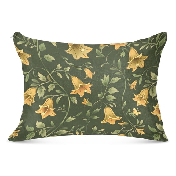 Campanula Flowers and Foliage Plush Pillow Cases Standard Size Ultra Soft Warm Pillowcases with Zipper 20"x26"